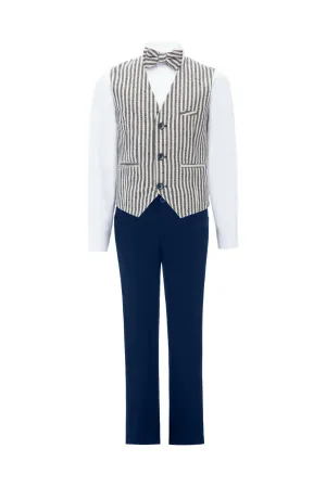 Gray Ruggero Striped Vest Outfit Set