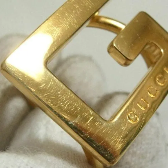 Gucci Gold Square Gucci 'G' Logo Scarf Ring