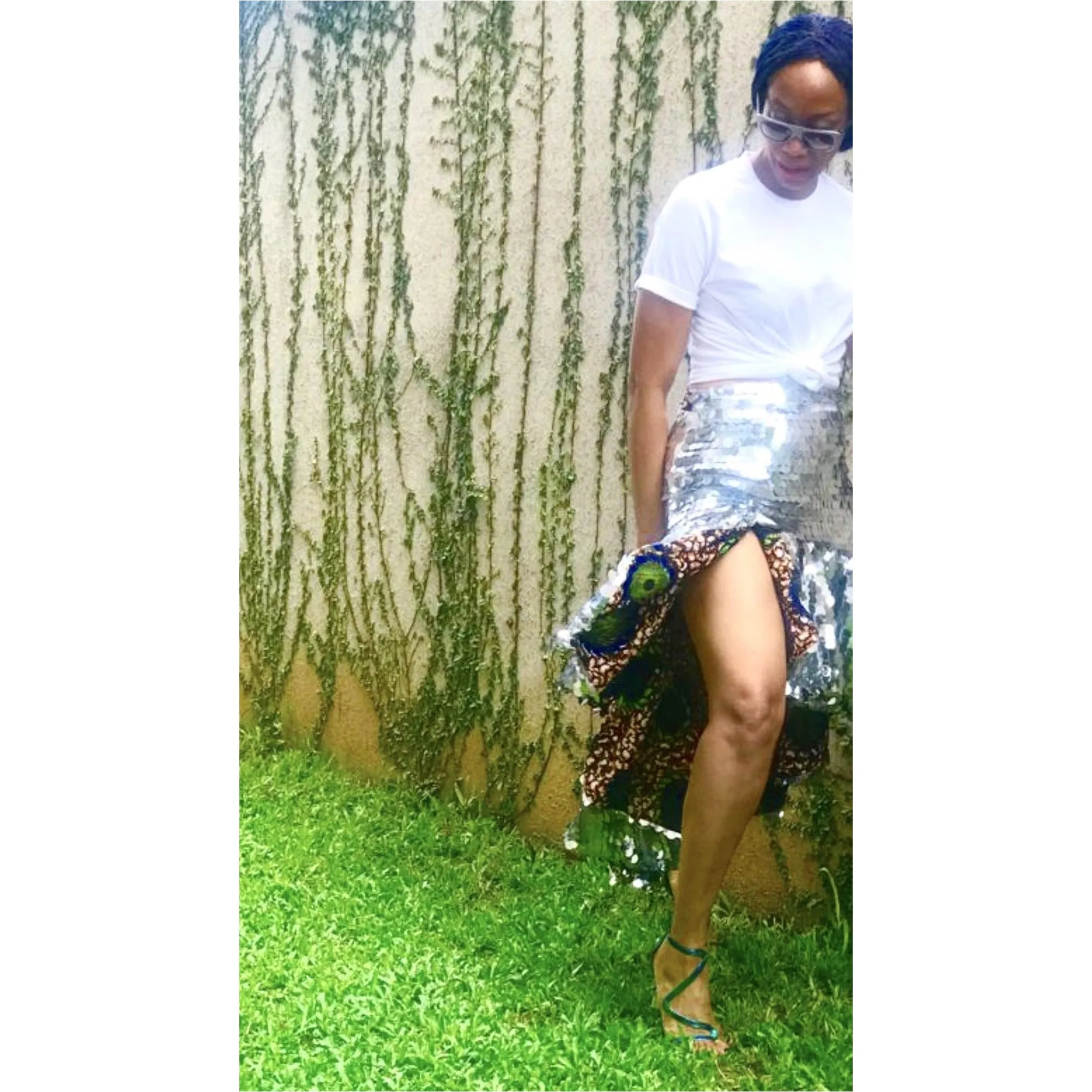 Hand Finished LeiLani Sequined Skirt in Peacock Print