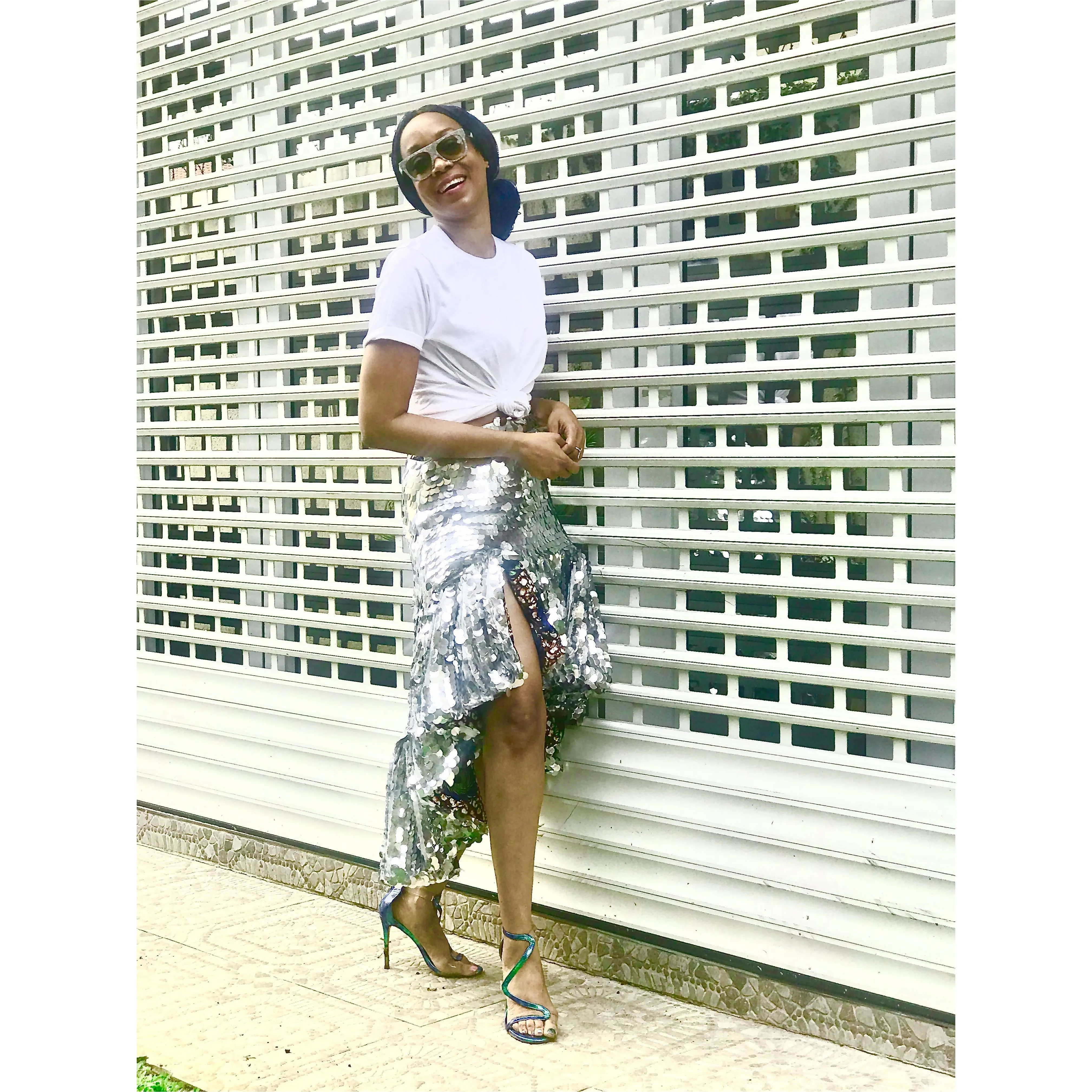 Hand Finished LeiLani Sequined Skirt in Peacock Print