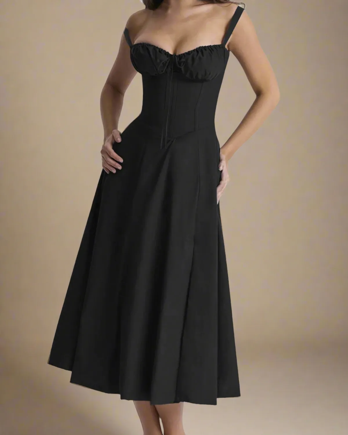 Heidi Milkmaid Dress Black