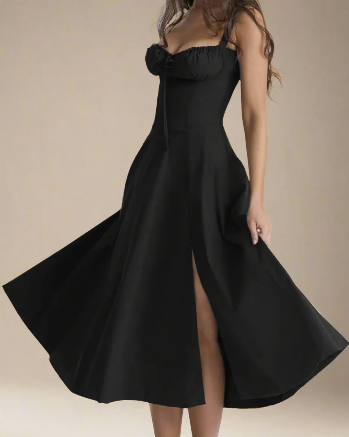 Heidi Milkmaid Dress Black