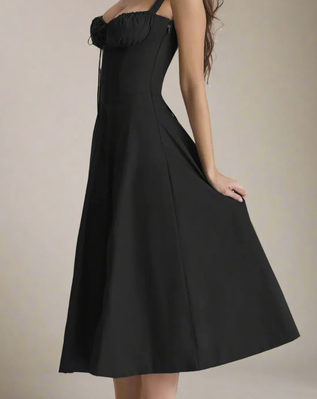 Heidi Milkmaid Dress Black
