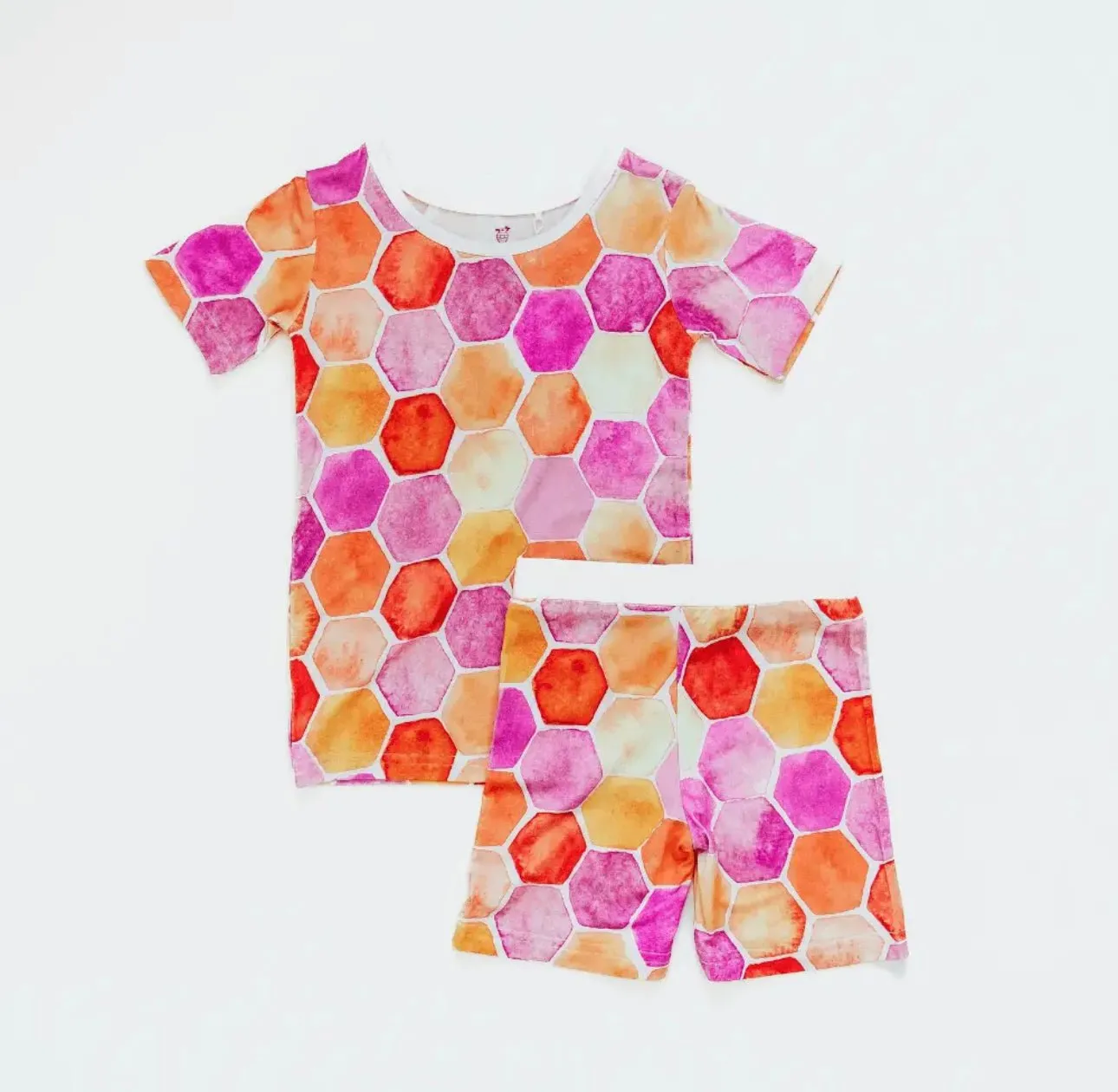 Honeycomb Short Sleeve Pajama Set in Rose