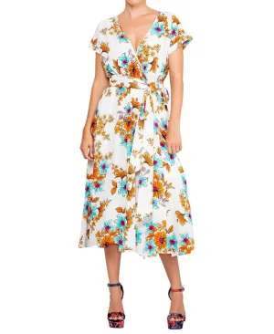 Jasmine Meghan Los Angeles Women's Midi Dress Begonia Ivory