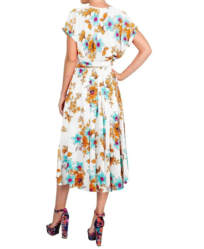 Jasmine Meghan Los Angeles Women's Midi Dress Begonia Ivory