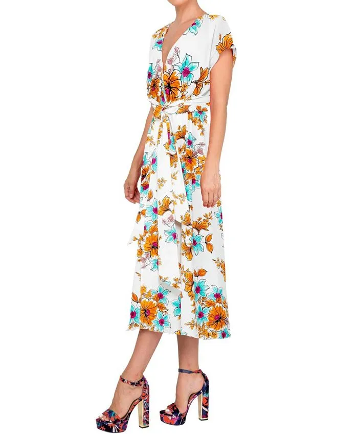 Jasmine Meghan Los Angeles Women's Midi Dress Begonia Ivory