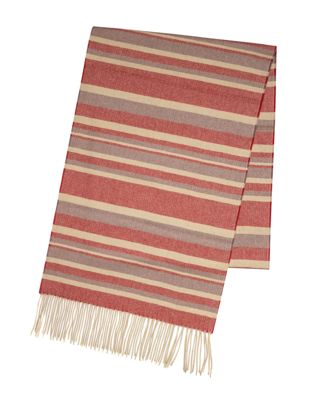 Joshua Ellis Classic Herringbone Brushed 100% Cashmere Scarf Red