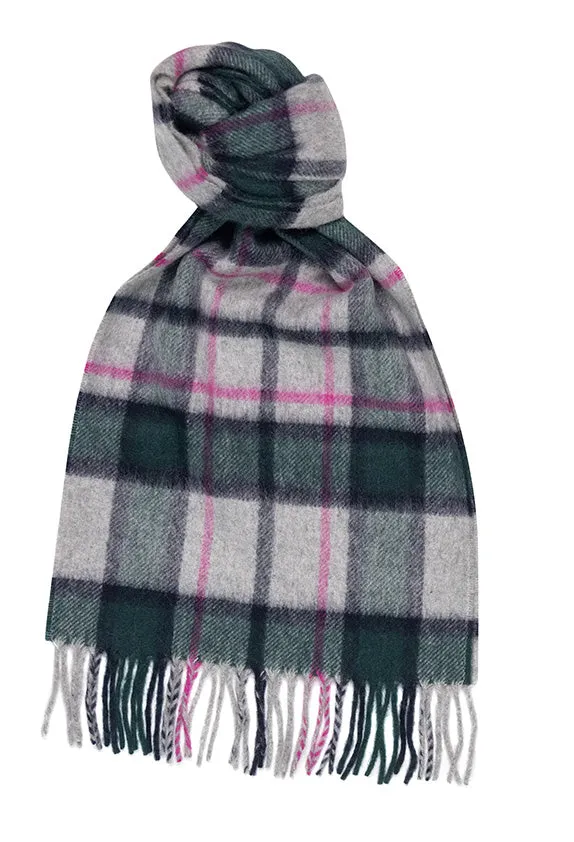 Joshua Ellis Classic Plaid Cashmere Scarf Grey x Blue x Pink