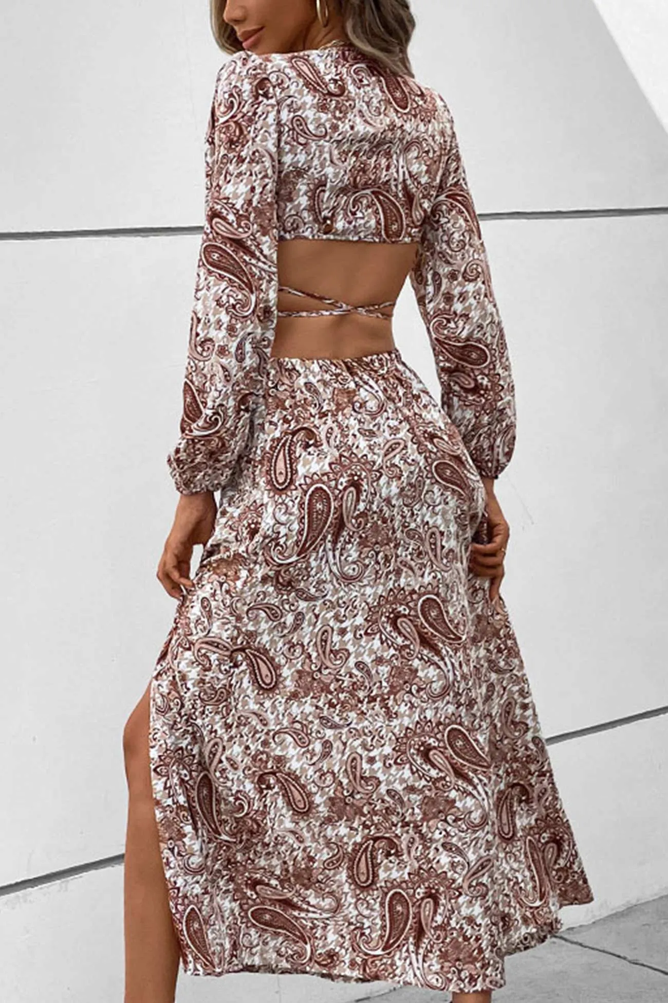 Joskaa Floral Print Tie-up Crop Top Slit Midi Skirt Suits