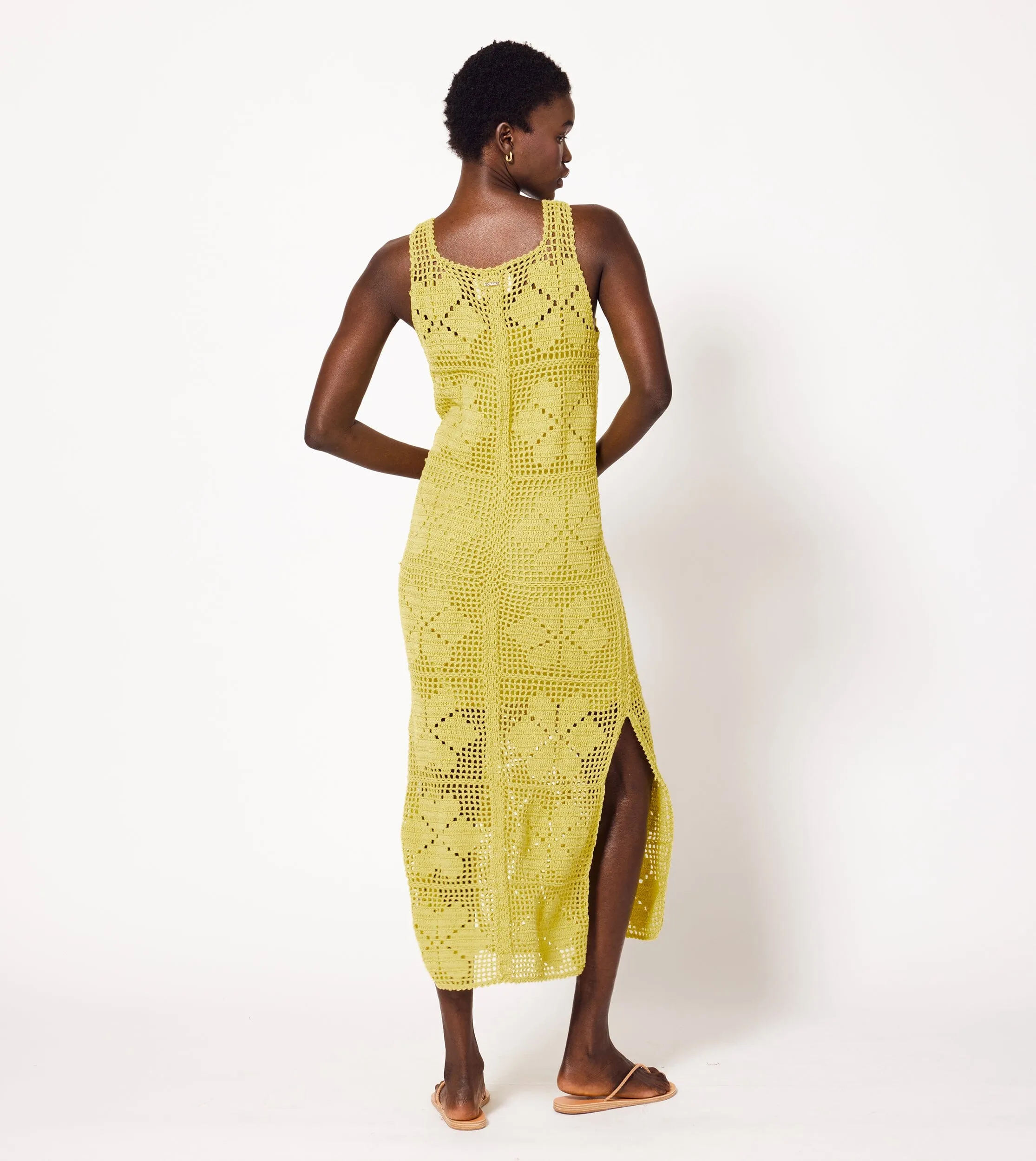 Joy Crochet Ankle Dress | Yellow