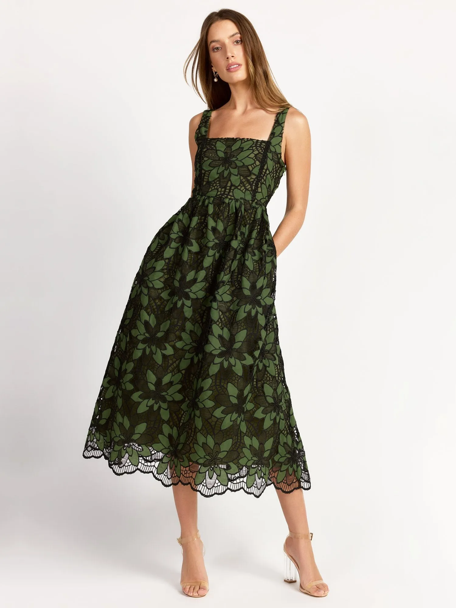 Just Me Floral Eyelet Midi Dress - Brands We Love