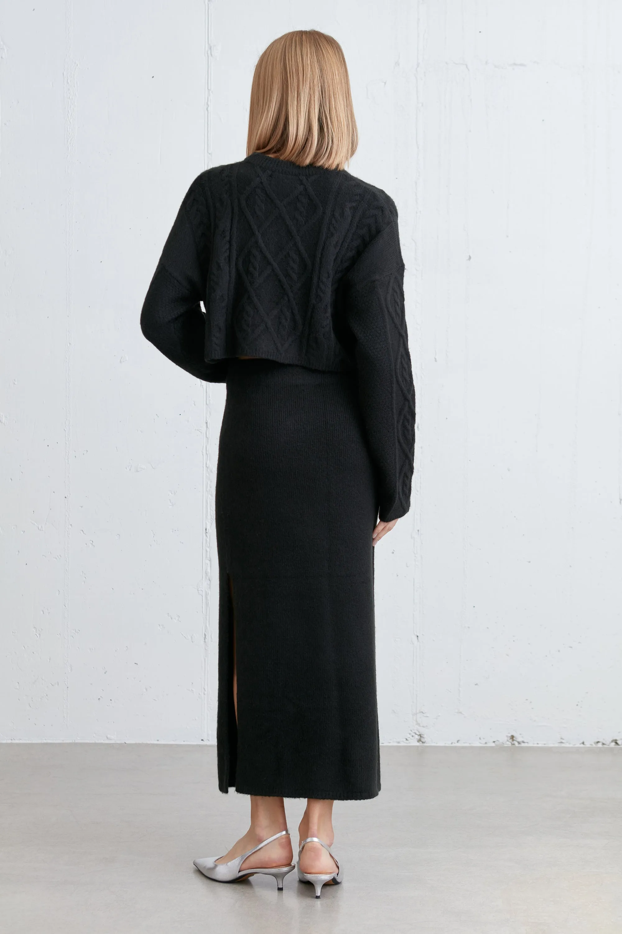 KNIT MIDI SKIRT