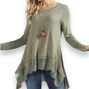 Long Sleeve Textured Lace Top