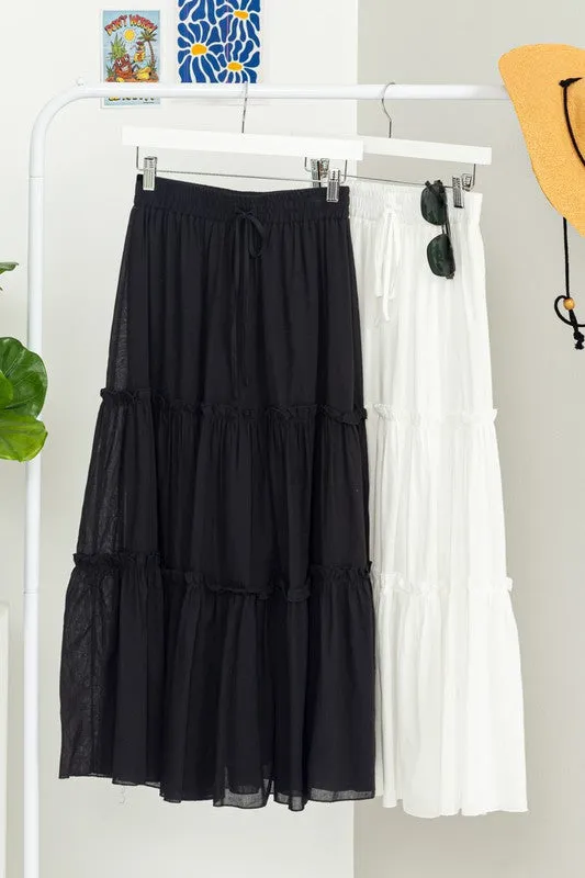 Love Bug Tiered Midi Skirt