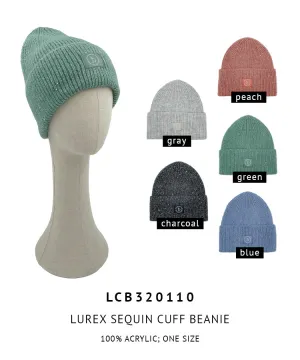 Lurex Sequin Patch Beanie