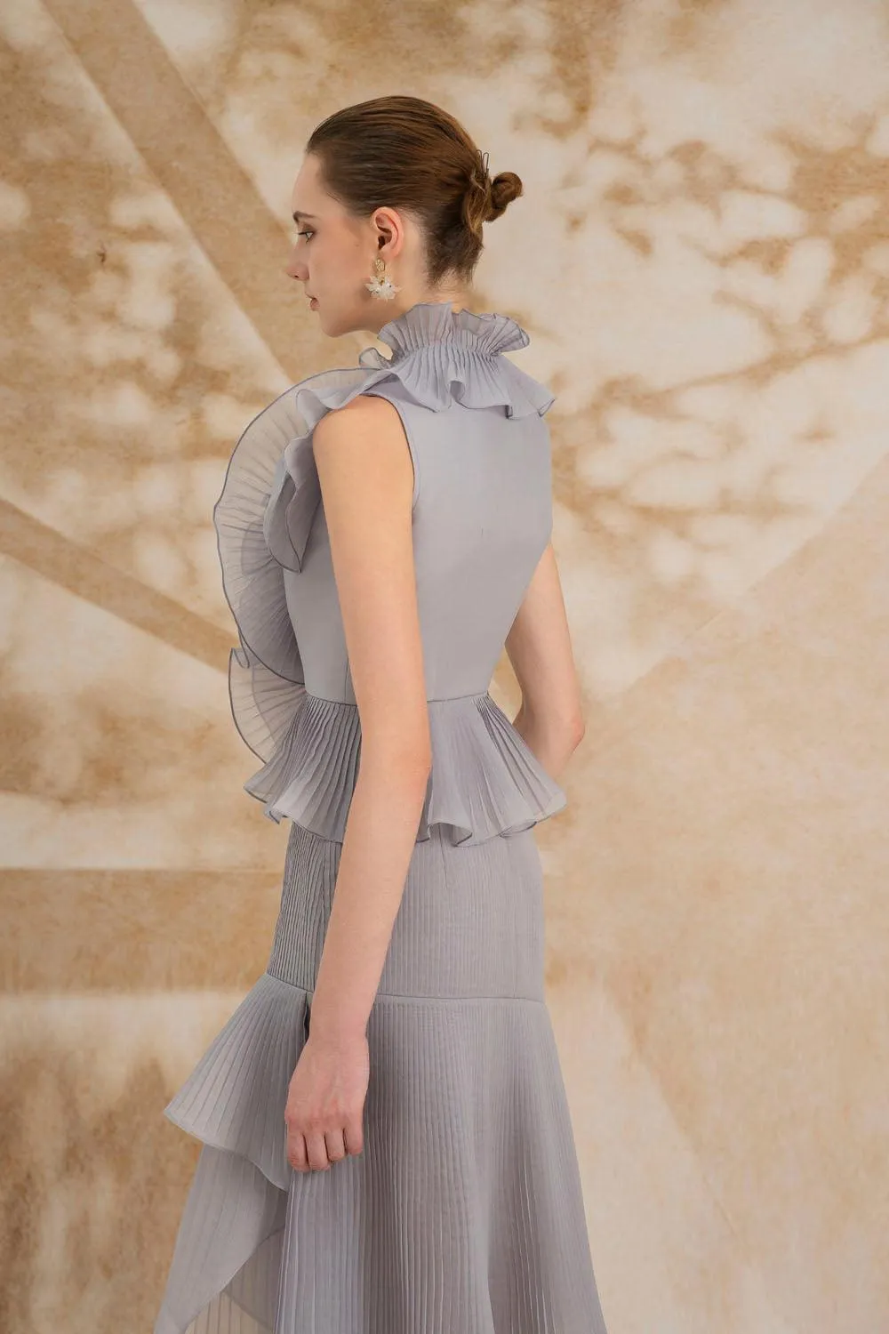 Melina Asymmetric Ruffled Organza Midi Set
