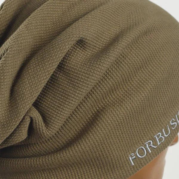 Men Waffle Fabric Cotton Beanie Slouchy Hat B419