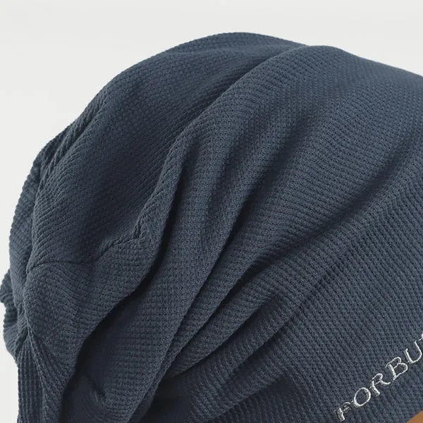 Men Waffle Fabric Cotton Beanie Slouchy Hat B419