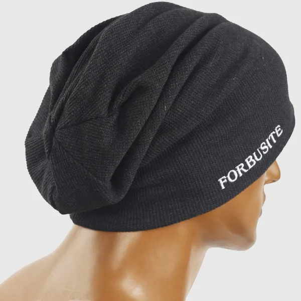 Men Waffle Fabric Cotton Beanie Slouchy Hat B419