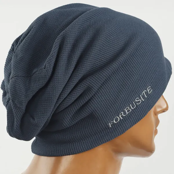 Men Waffle Fabric Cotton Beanie Slouchy Hat B419