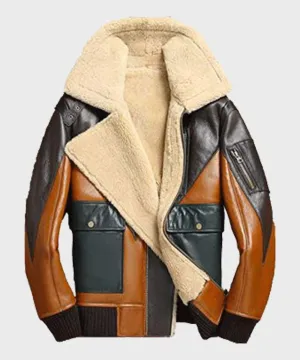 Mens Shearling Sheepskin Bomber Leather Jacket