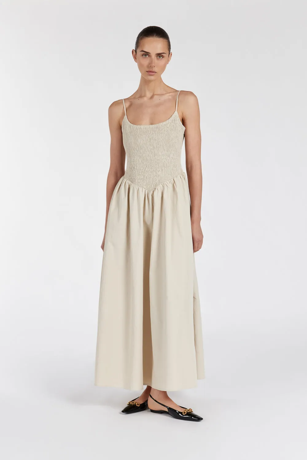 MILANO STONE COTTON MIDI DRESS