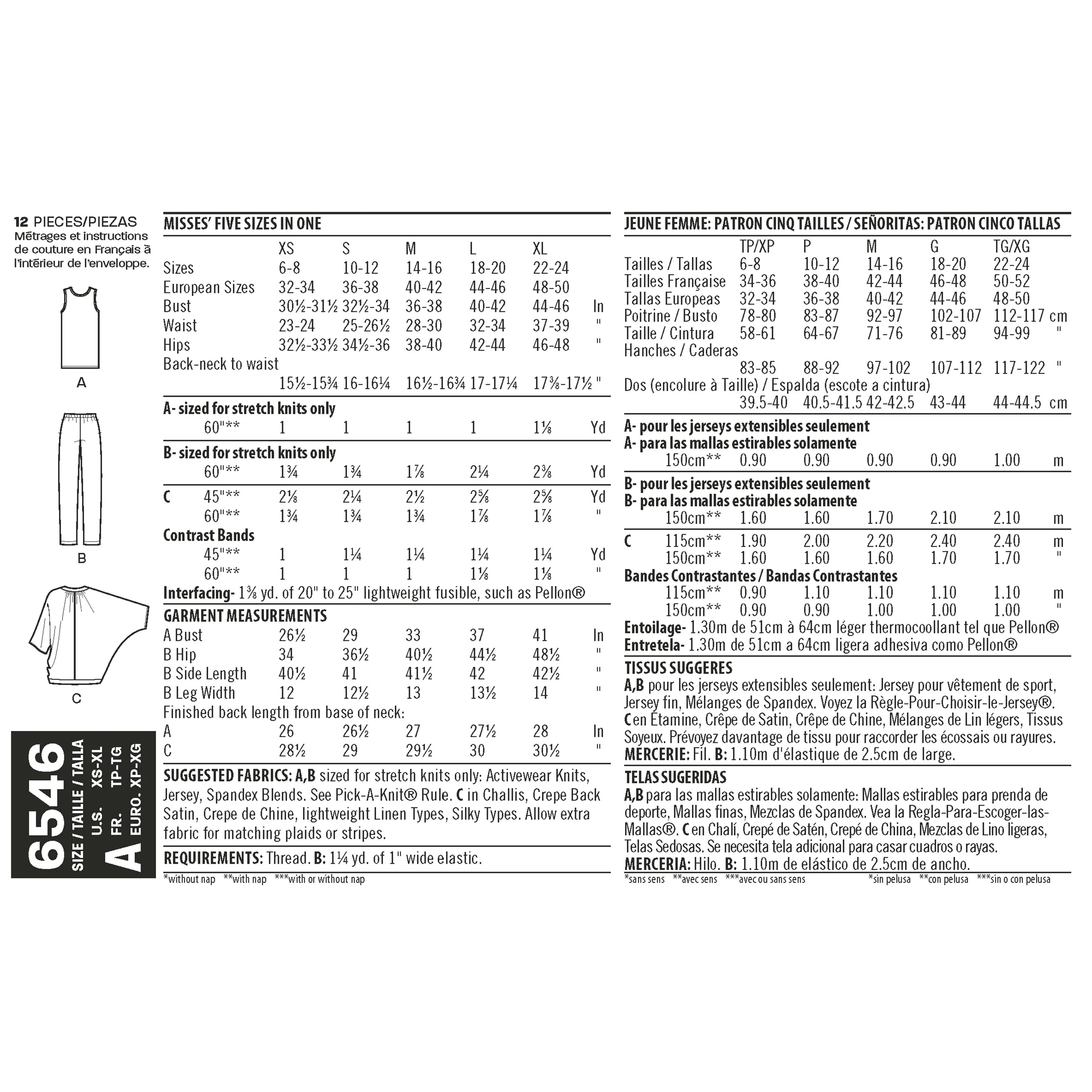 New Look Sewing Pattern 6546 - Misses' Seperates