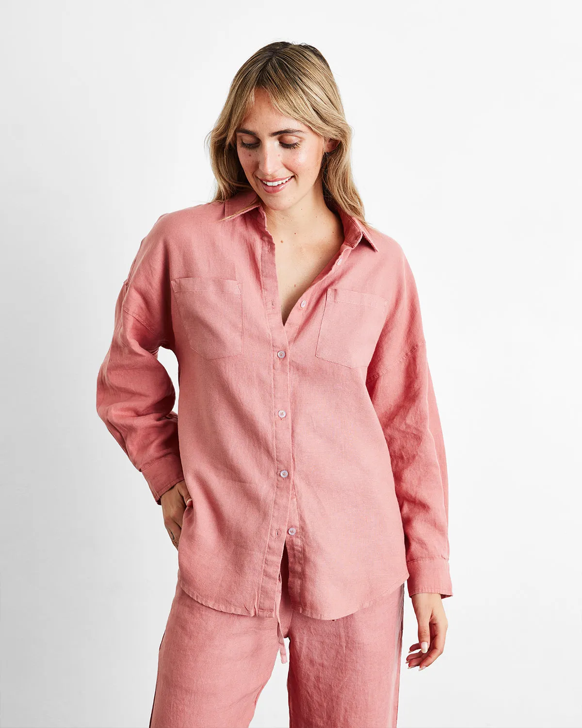 Pink Clay 100% French Flax Linen Pants