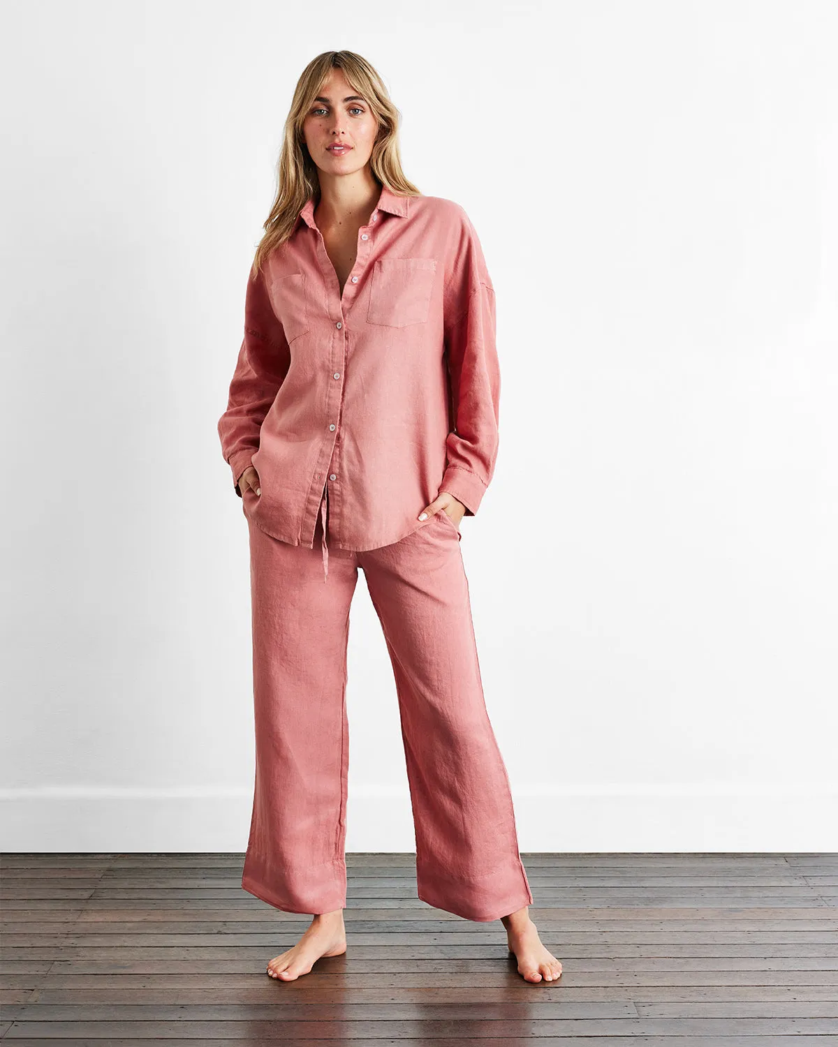 Pink Clay 100% French Flax Linen Pants