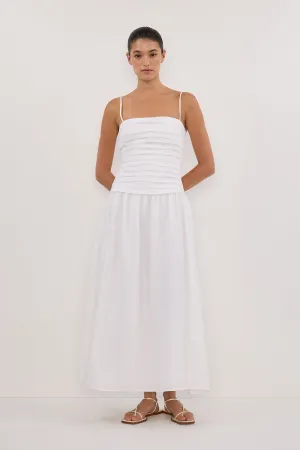 REECE WHITE LINEN MIDI DRESS