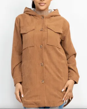 Ribbed Fur Hooded Shacket DBJ50957