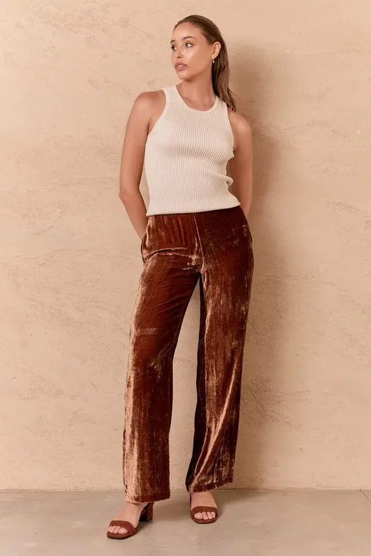 Rowen Silk Vevelt Pant - Russet