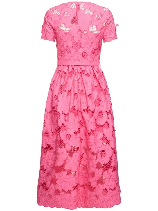 Self-portrait   Cotton blend lace midi dress 