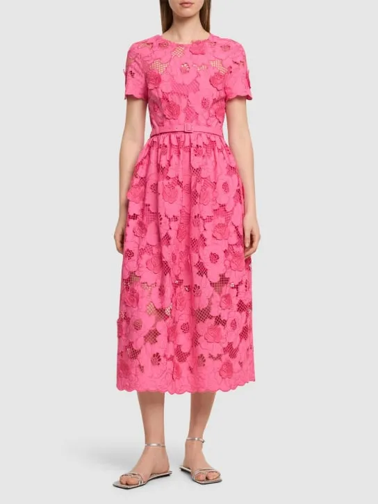 Self-portrait   Cotton blend lace midi dress 