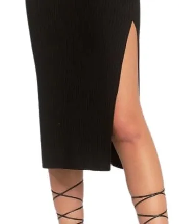 Side Slit Skirt in Black | Black