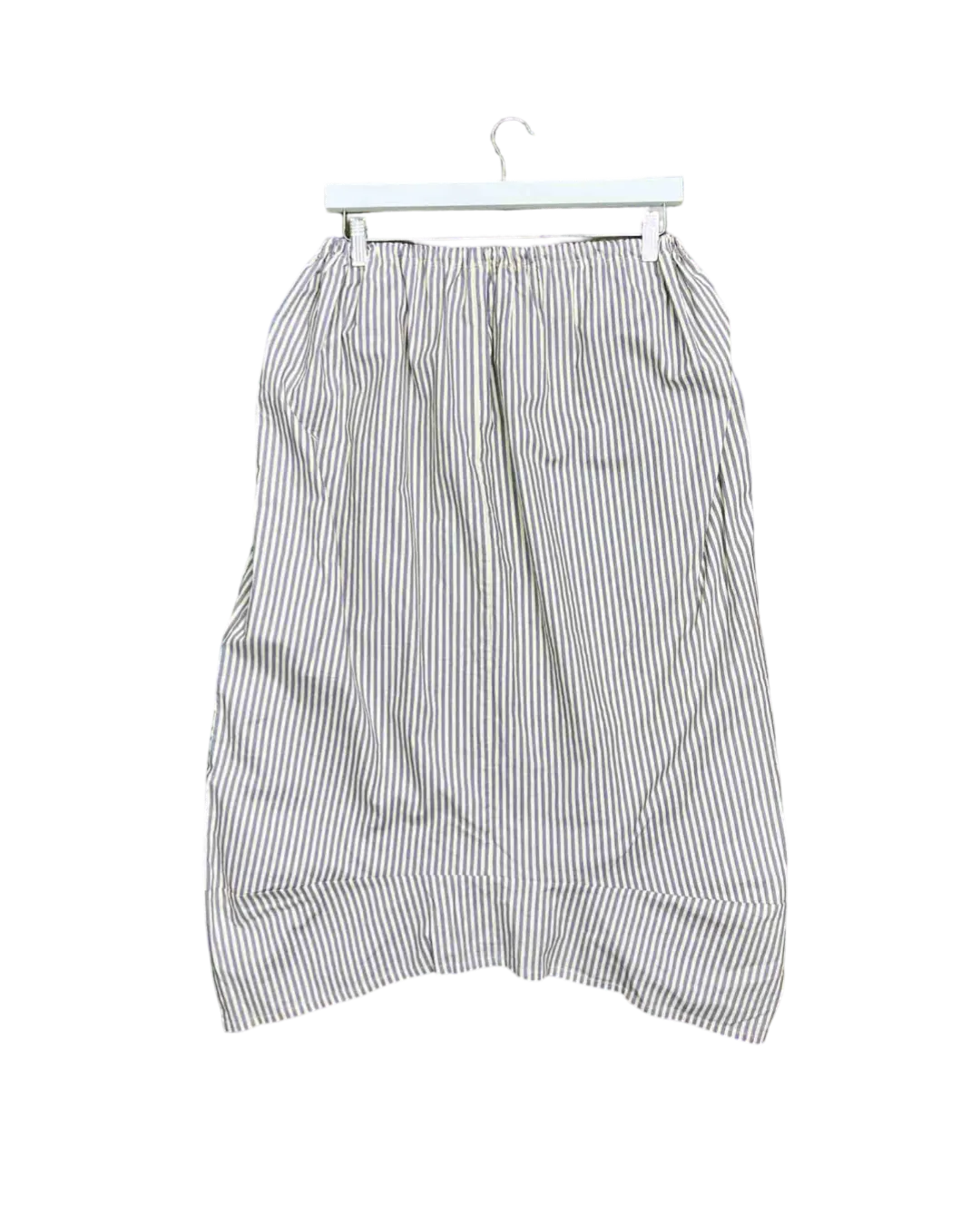 Size M | Small Forest Blue and White Stripe Midi Skirt