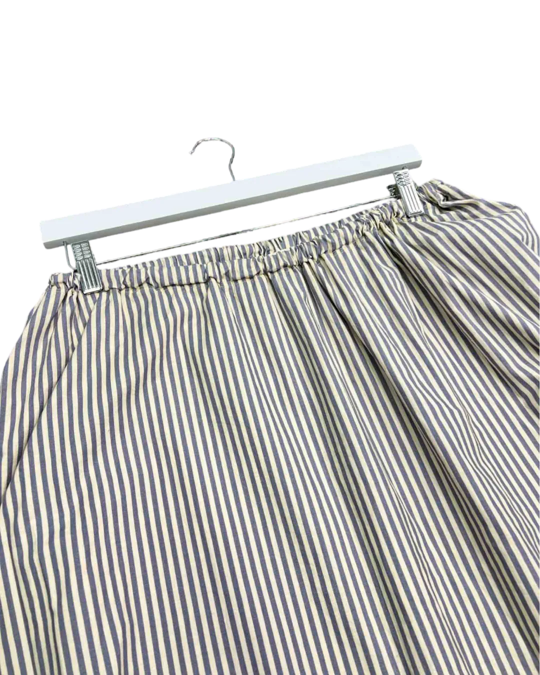 Size M | Small Forest Blue and White Stripe Midi Skirt