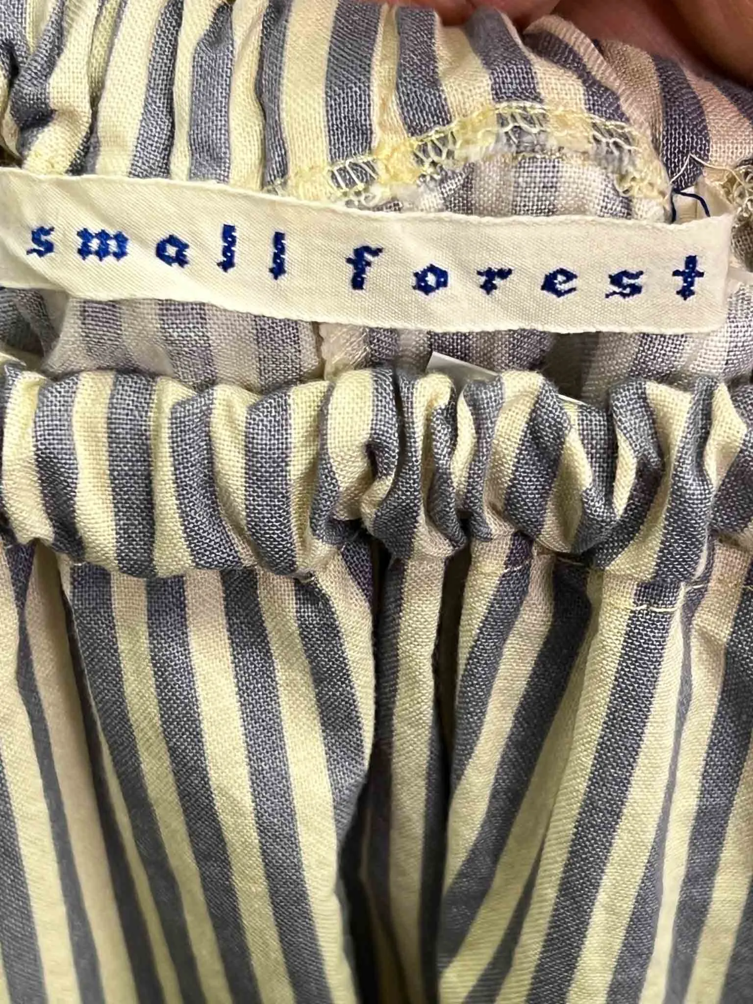 Size M | Small Forest Blue and White Stripe Midi Skirt