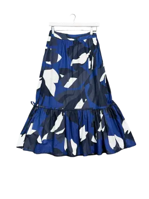 Size S | Morrison Blue Grey and White Midi Skirt