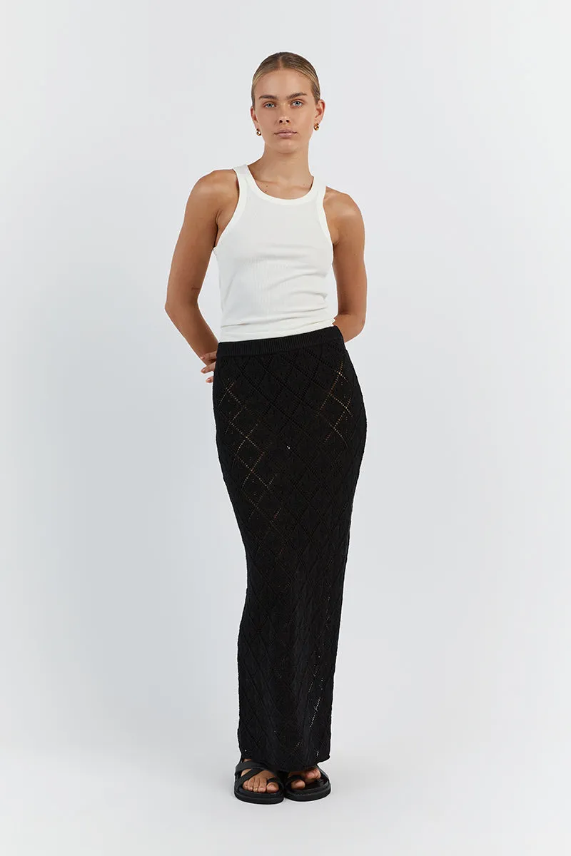 SORRENTO BLACK CROCHET MIDI SKIRT