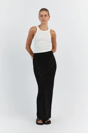 SORRENTO BLACK CROCHET MIDI SKIRT