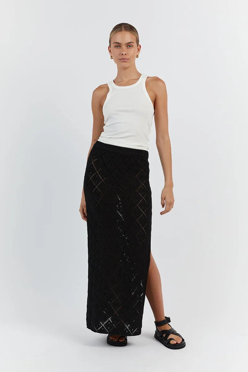 SORRENTO BLACK CROCHET MIDI SKIRT