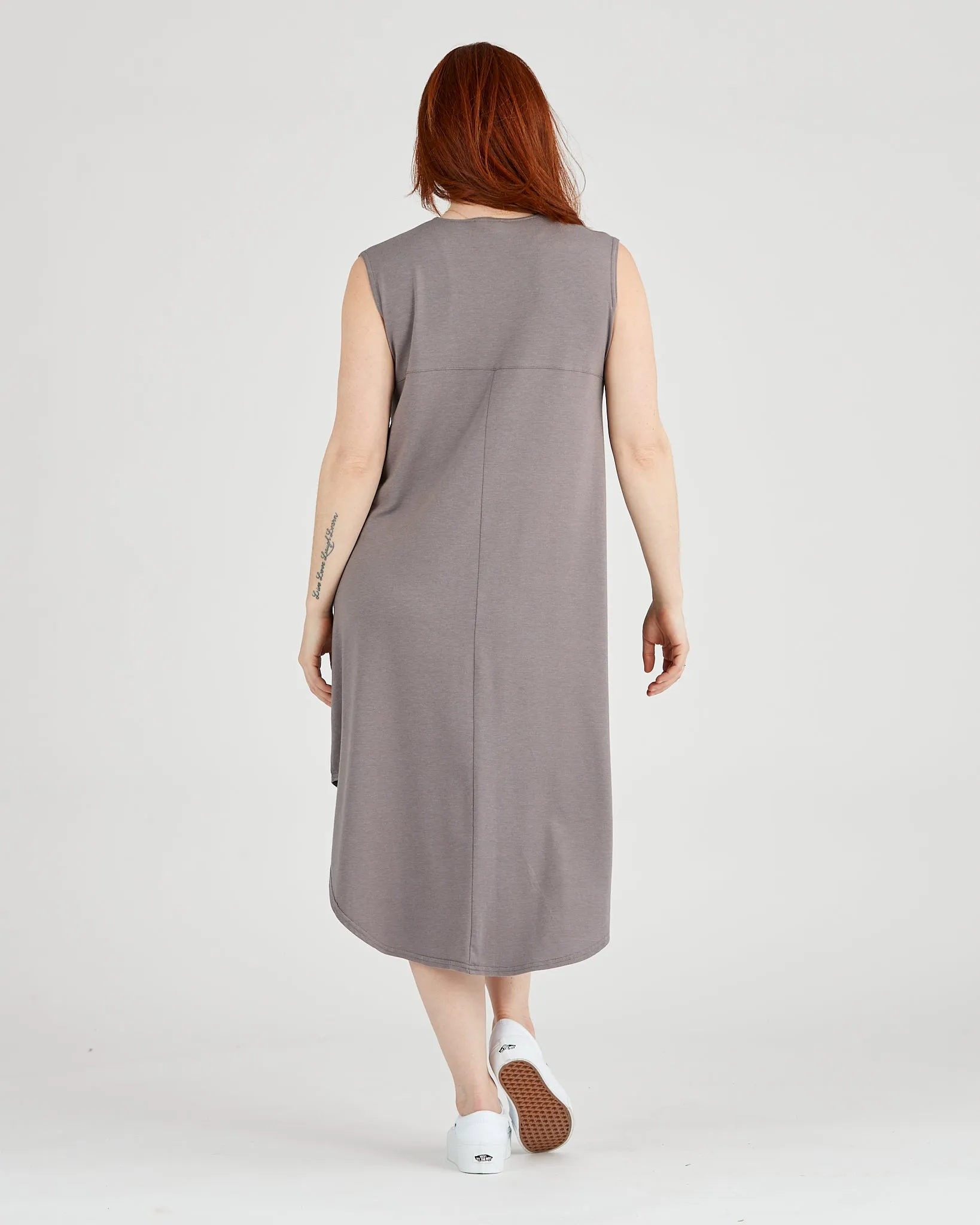 Tencel scooped hem Long Jersey Aiken Dress