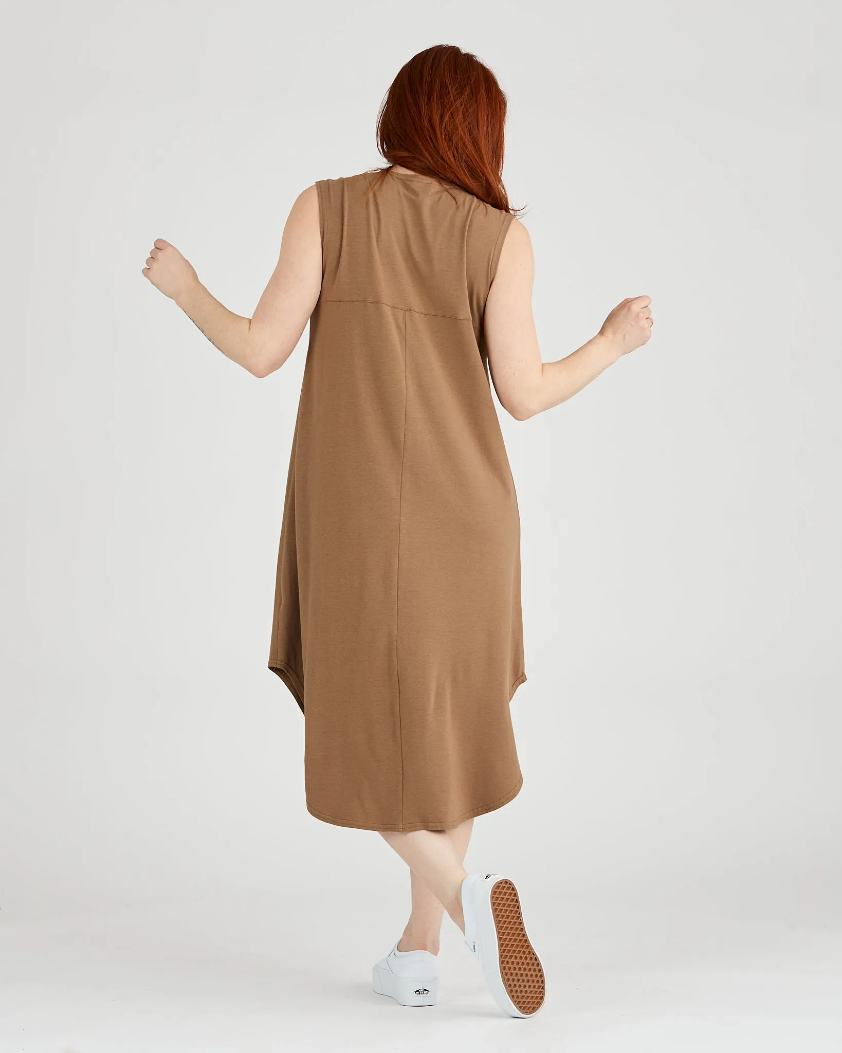 Tencel scooped hem Long Jersey Aiken Dress