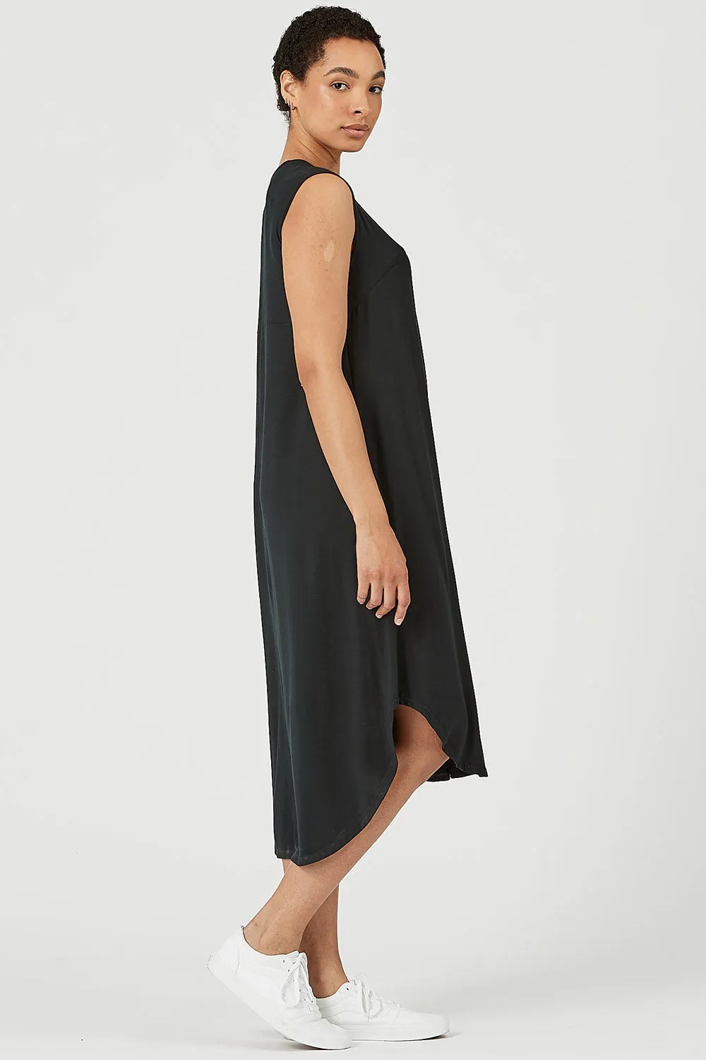 Tencel scooped hem Long Jersey Aiken Dress