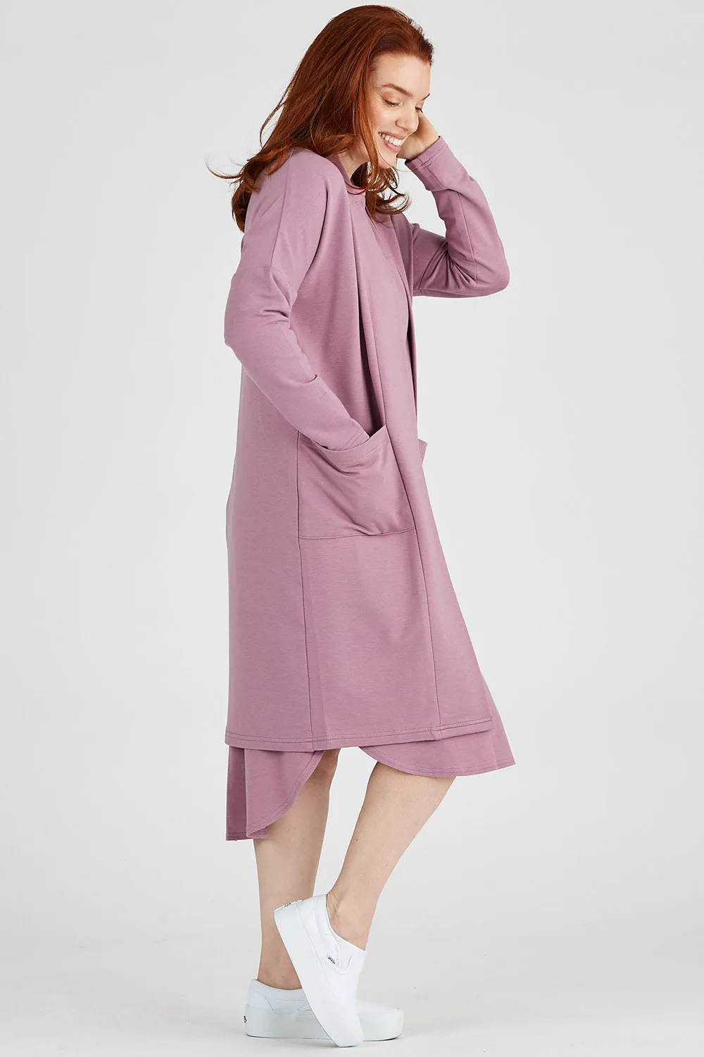 Tencel scooped hem Long Jersey Aiken Dress