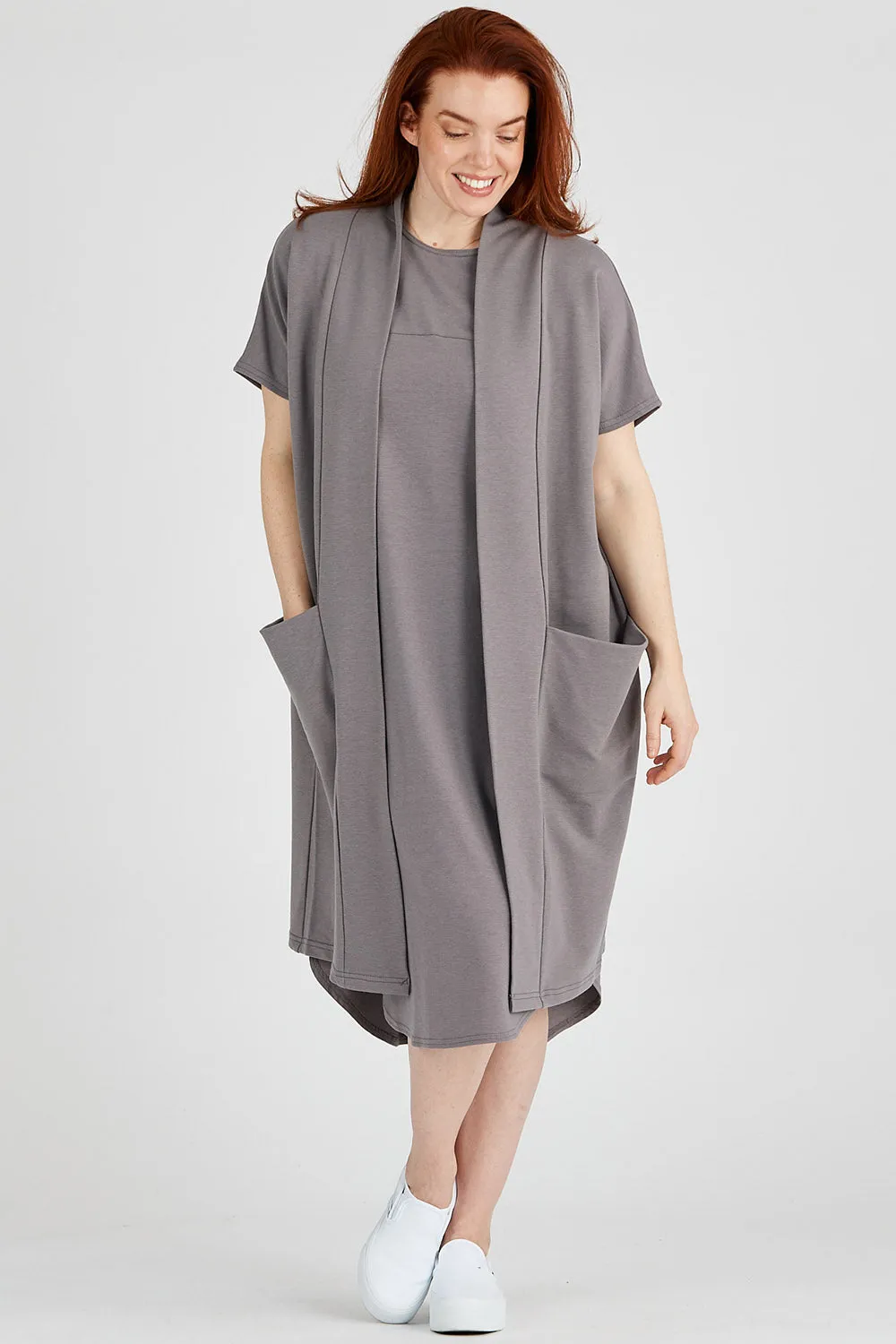 Tencel scooped hem Long Jersey Aiken Dress