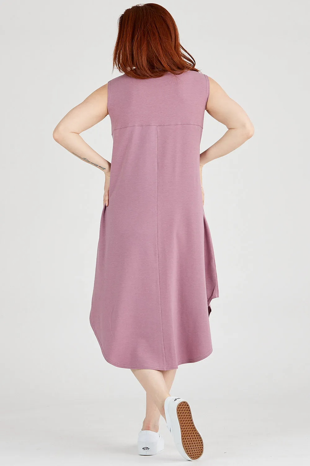Tencel scooped hem Long Jersey Aiken Dress