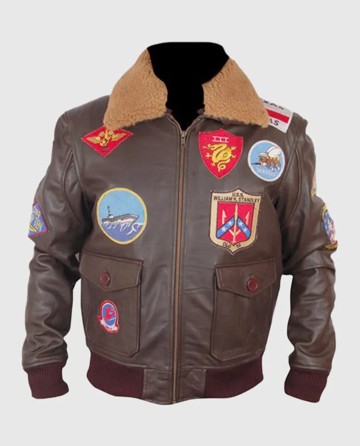 Top Gun Brown Bomber Leather Jacket